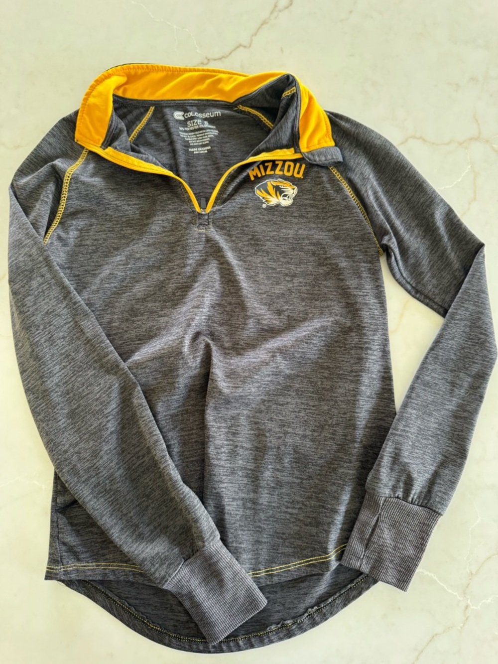 Colosseum Mizzou Gray and Yellow Quarter-Zip Pullover